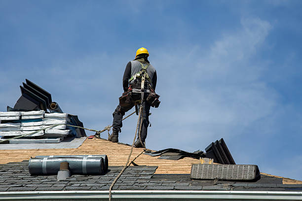 Professional Gutter Installation technician working in Farmington, ME